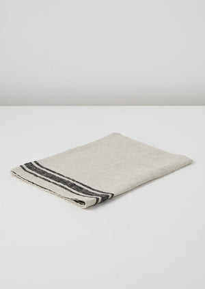 Irregular Stripe Linen Tea Towel | Natural/Black