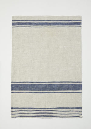 Irregular Stripe Linen Tea Towel | Natural/Blue