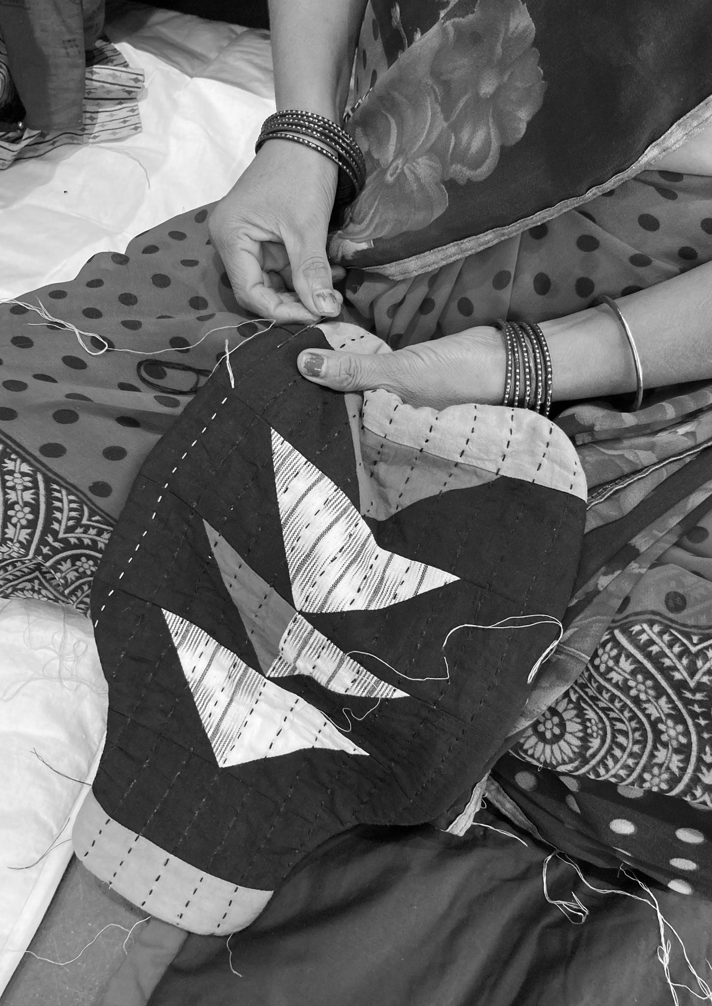 Patchwork Hot Water Bottle Cover | Twilight/Olive
