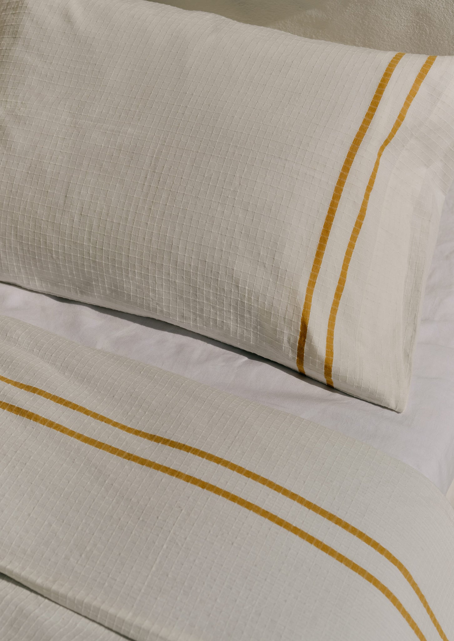 Organic Cotton Varali Duvet Cover | Chalk/Ochre