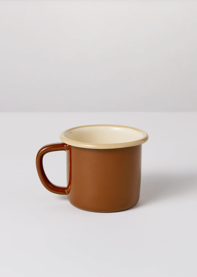 Contrast Rim Enamel Mug | Chestnut/Putty