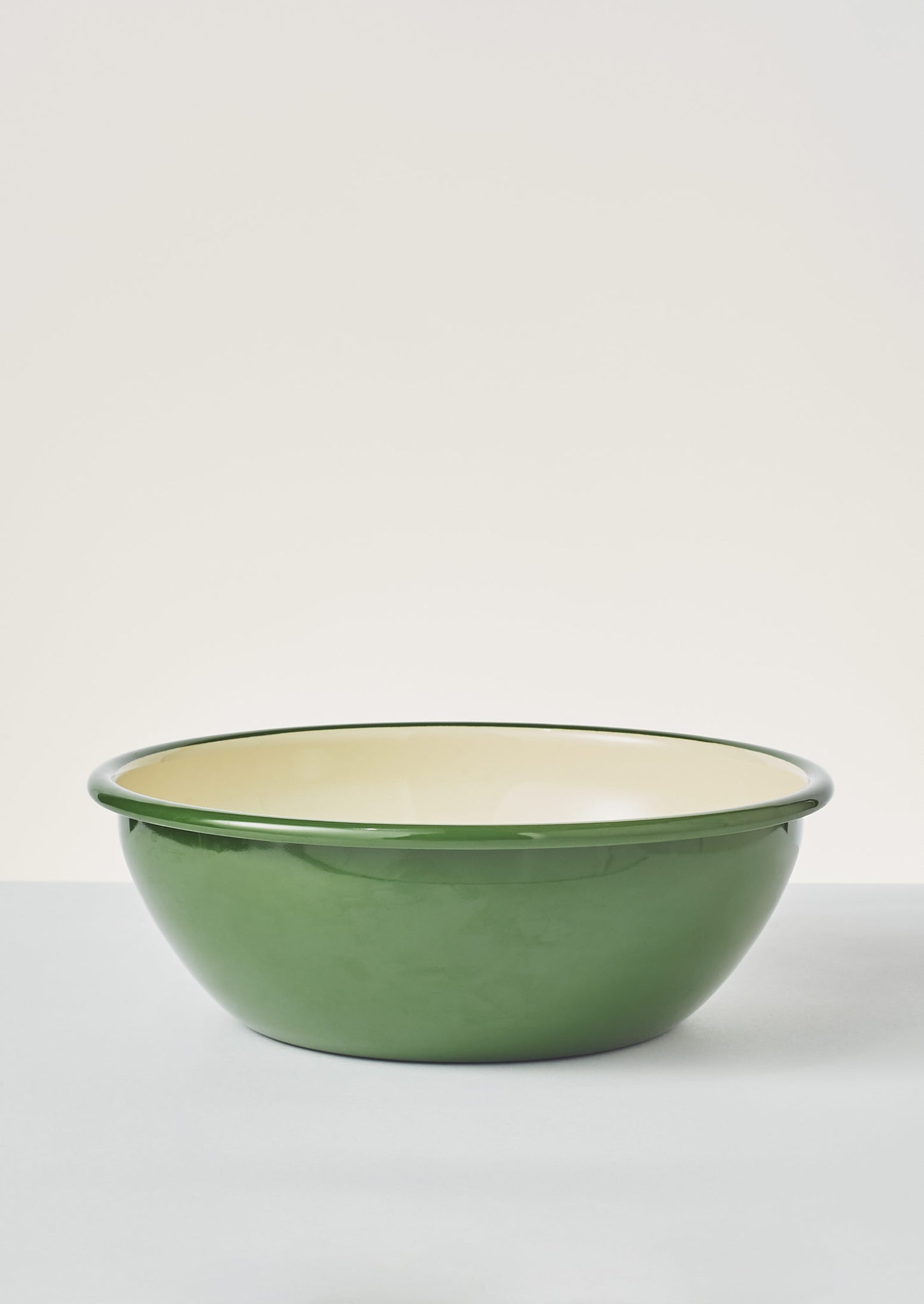 Enamel Salad Bowl, Cream/Leaf