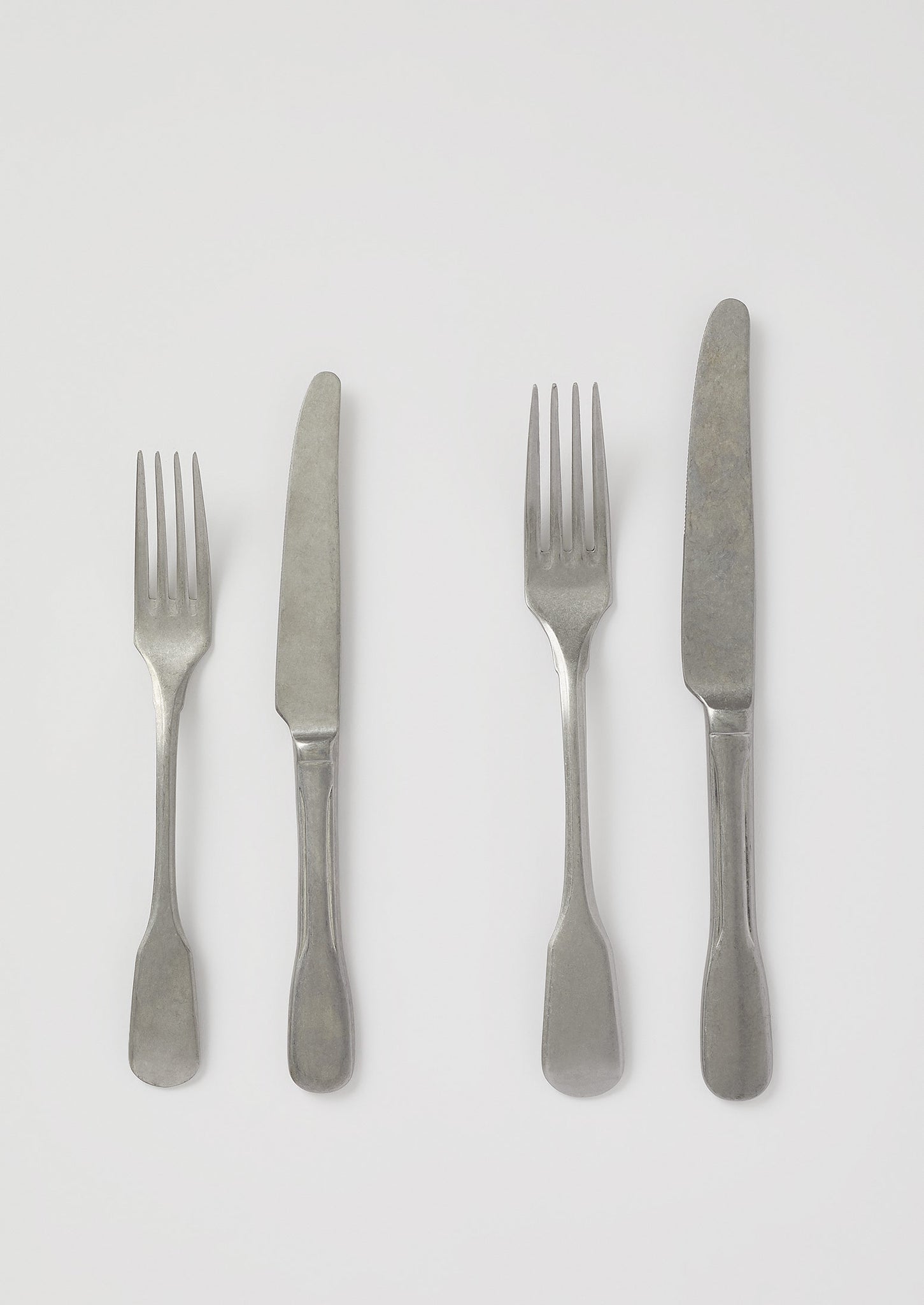 Stonewashed Small Knife and Fork Set, Silver