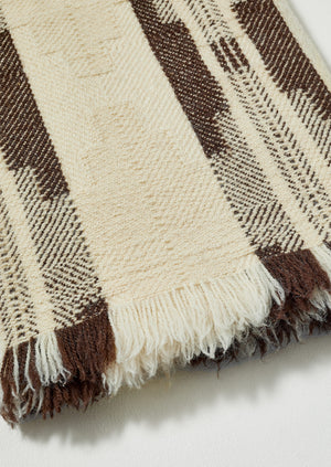 Bulgarian Wool Blanket | Ecru/Brown