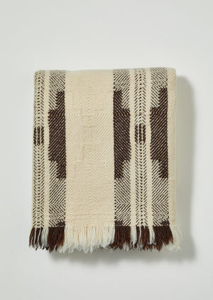 Bulgarian Wool Blanket | Ecru/Brown