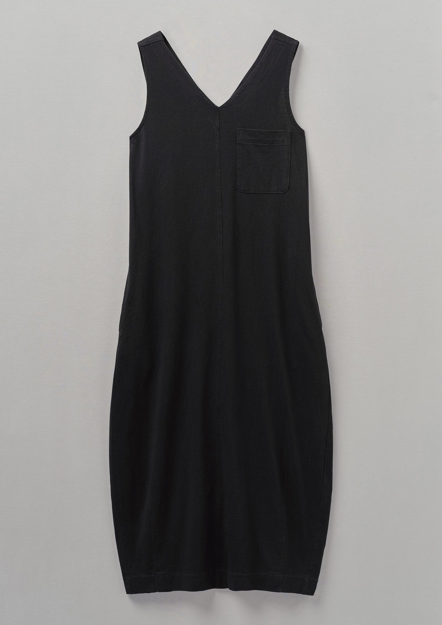 V-Neck Cotton Jersey Dress | Washed Black | TOAST