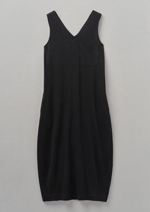 V-Neck Cotton Jersey Dress | Washed Black