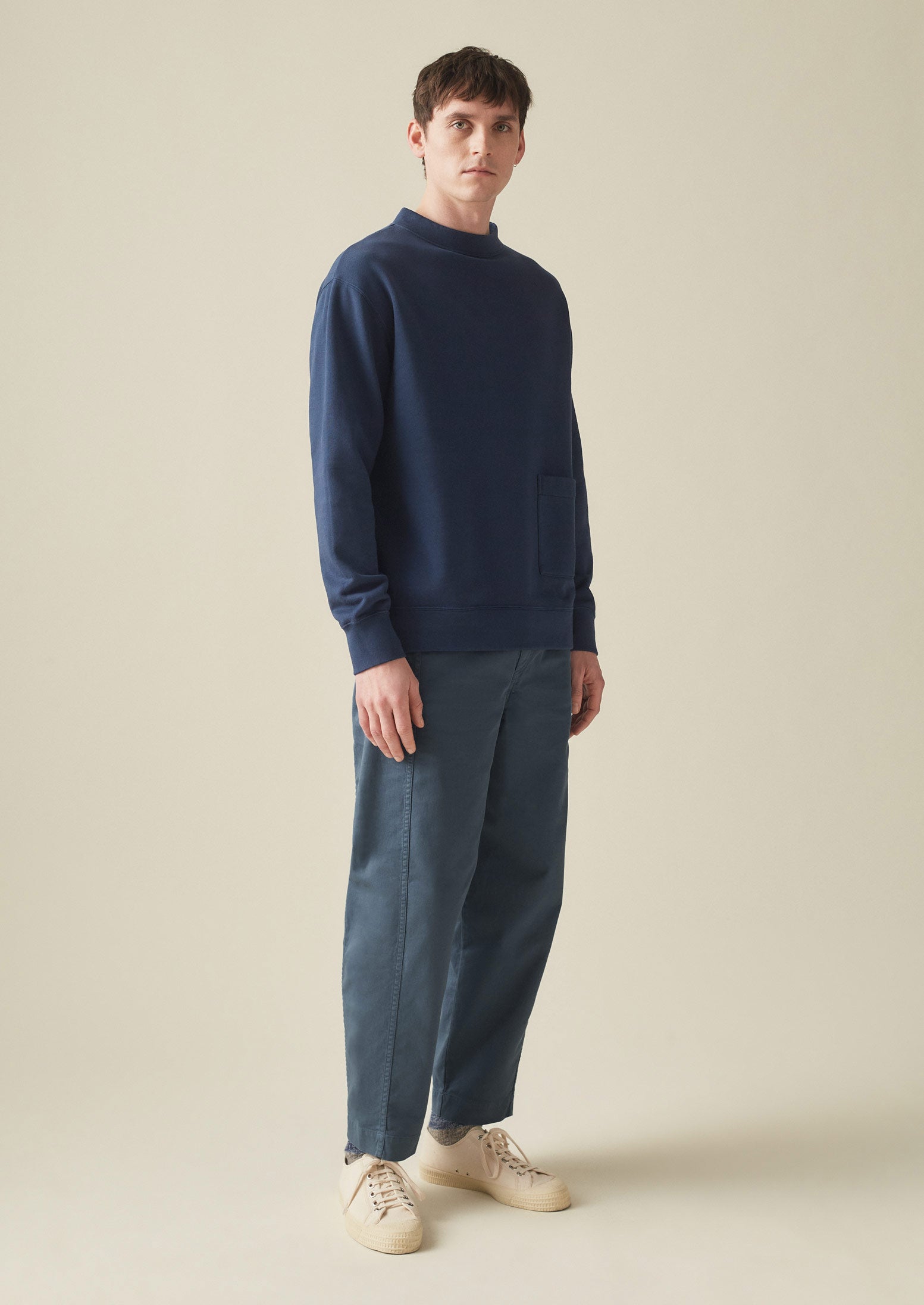 Garment Dyed Organic Jersey Sweatshirt | Dark Indigo | TOAST
