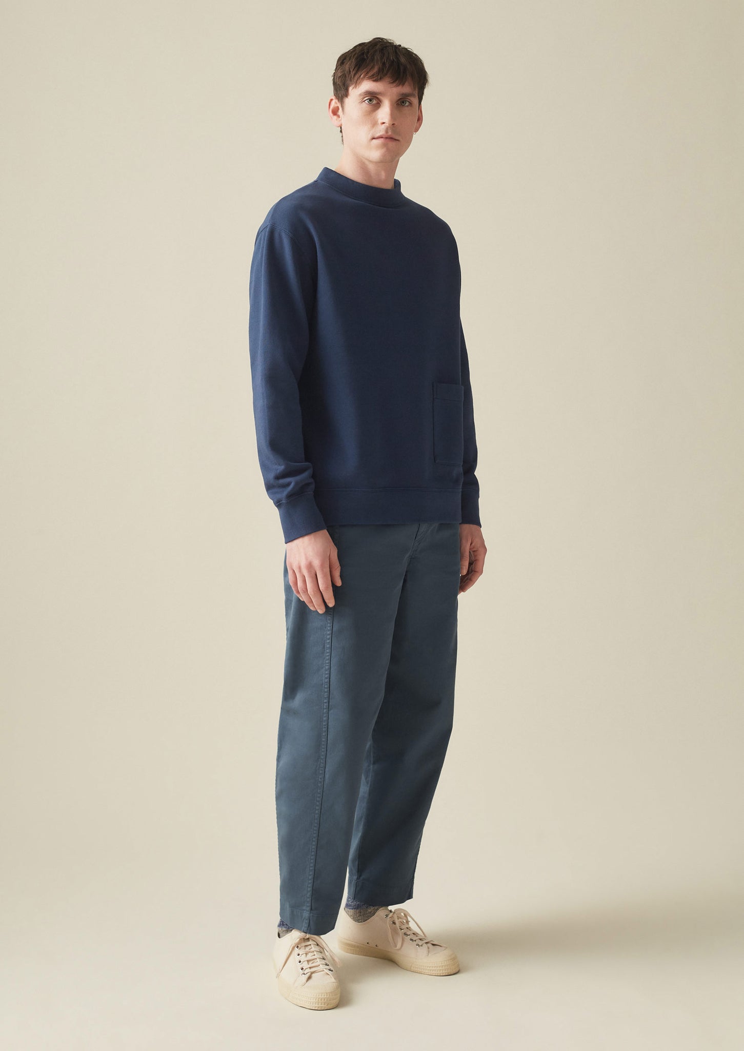 Garment Dyed Organic Jersey Sweatshirt Dark Indigo TOAST