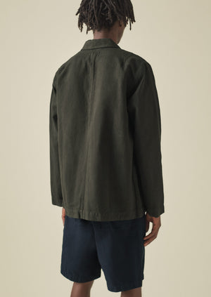 Arlo Garment Dyed Herringbone Jacket | Dark Moss