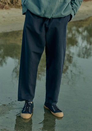 Alfie Garment Dyed Herringbone Trousers | Dark Indigo