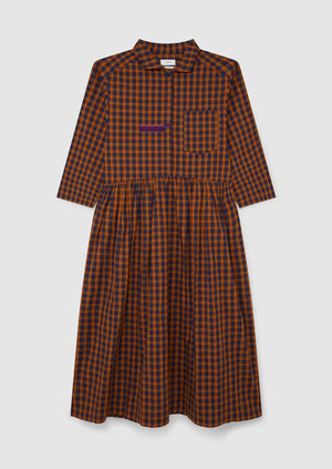 Renewed Bud Check Cotton Shirt Dress Size 14 | Ochre