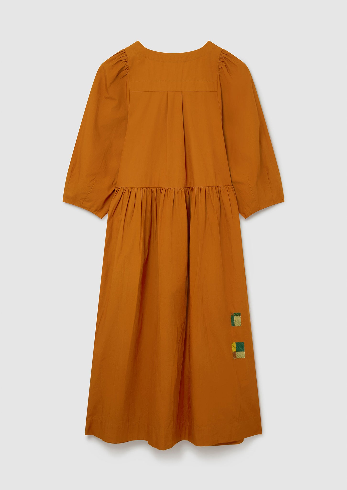 Renewed Blouson Sleeve Organic Cotton Poplin Dress Size 8 | Burnt Orange