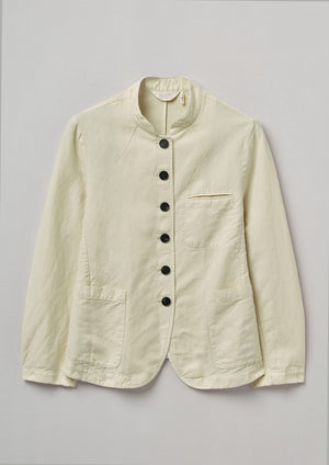 Garment Dyed Cotton Linen Neat Jacket | Parchment
