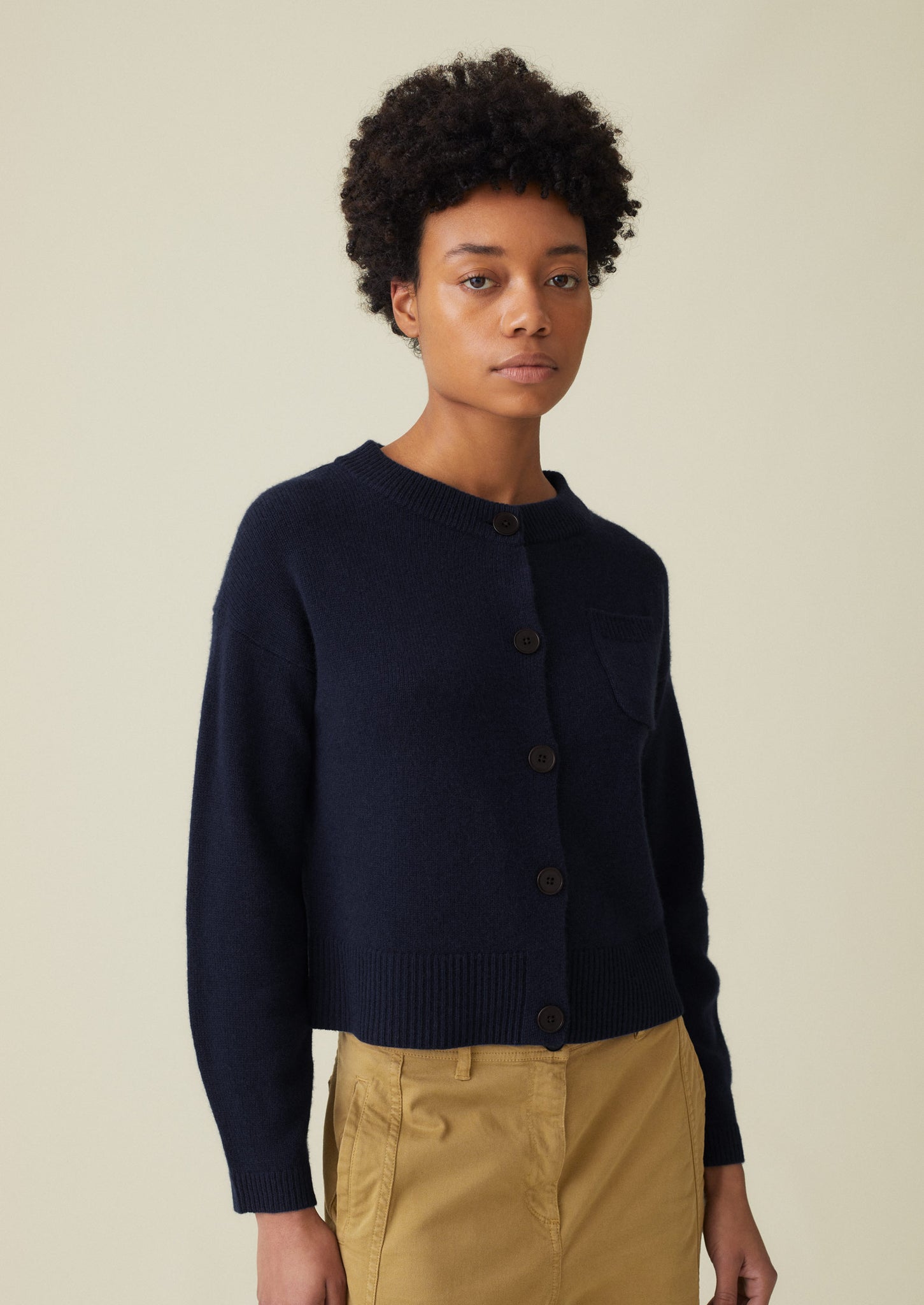 Wool Cashmere Cardigan, Midnight