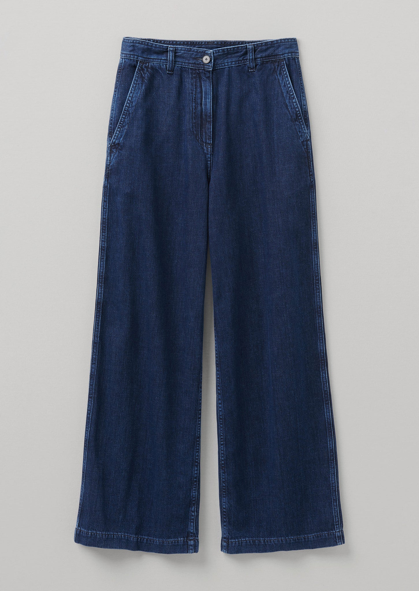 Seren Flat Front Indigo Denim Trousers, Indigo