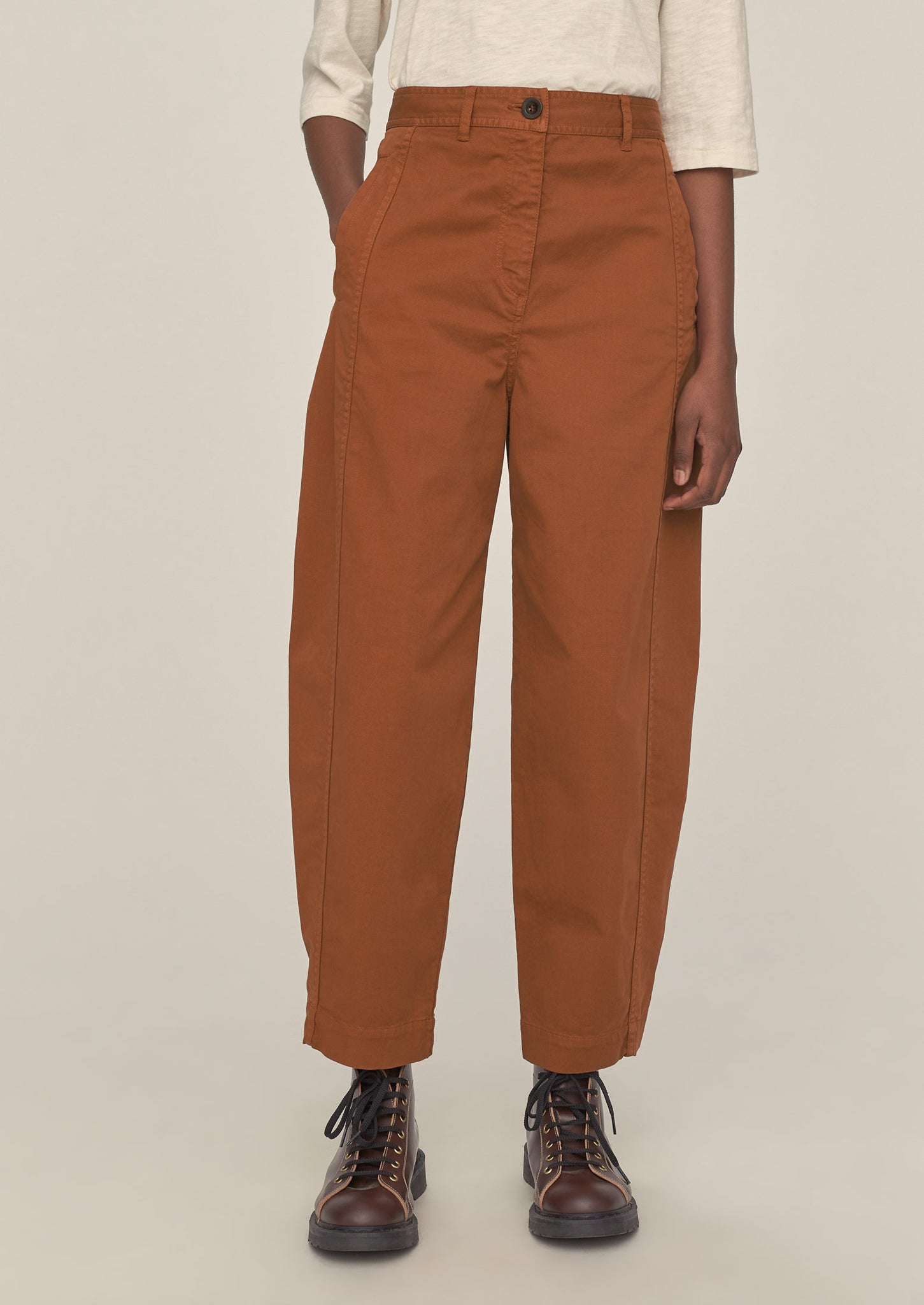Flat Front Cotton Twill Trousers | Firewood