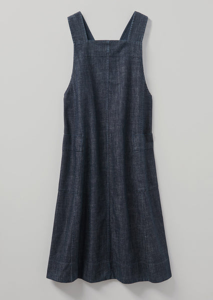 Organic Indigo Denim Pinafore Dress | Indigo | TOAST