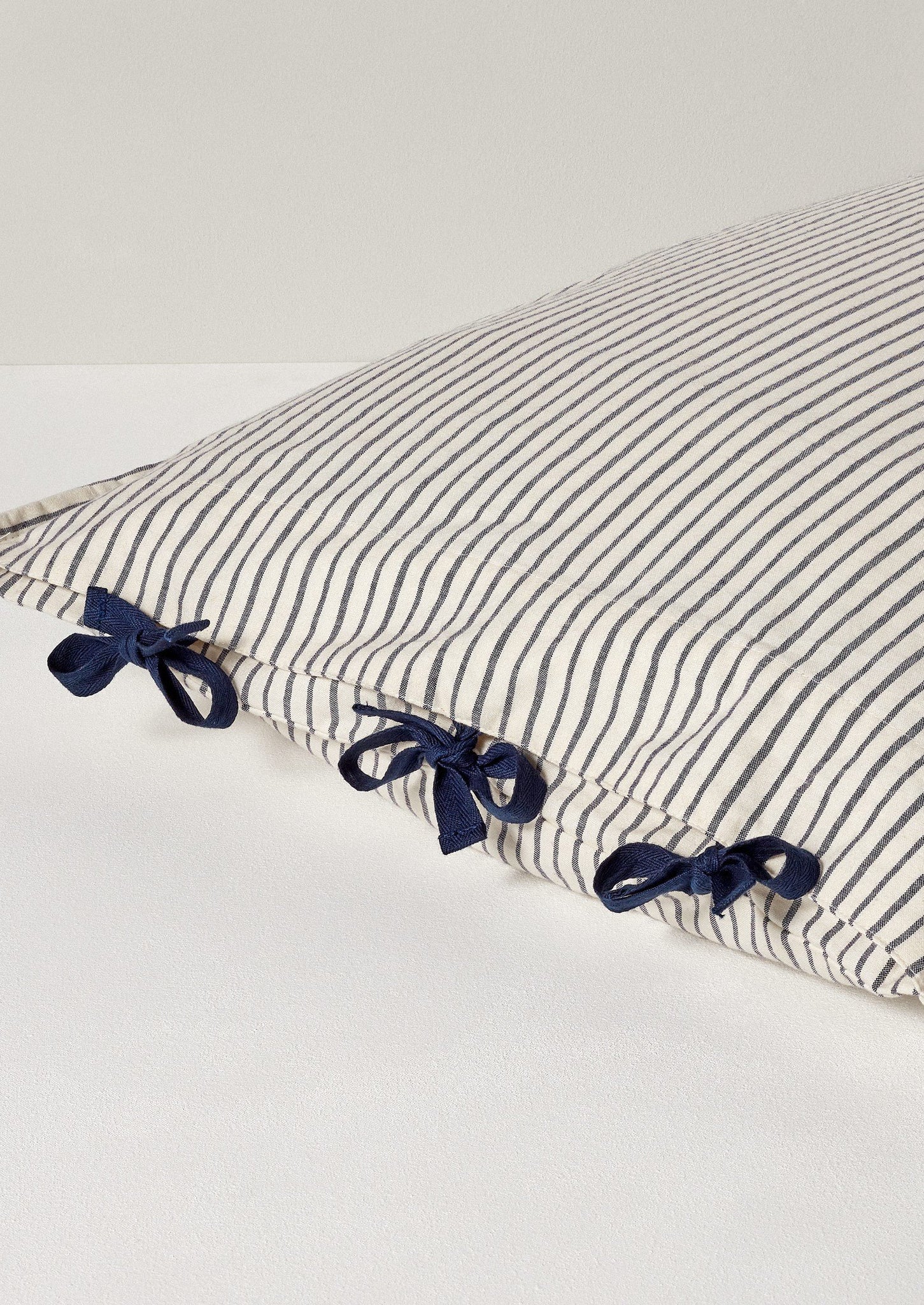 Organic Cotton Pyjama Stripe Housewife Pillowcase | Navy/Ecru